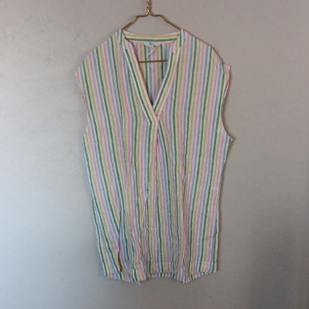 Boden Linen Pastel Striped Sleeveless Tunic/Dress Size 12L